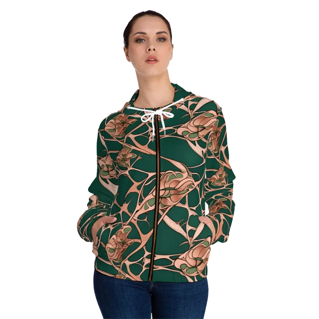 Copper Canopy on Women's Full-Zip Hoodie — Front On Person