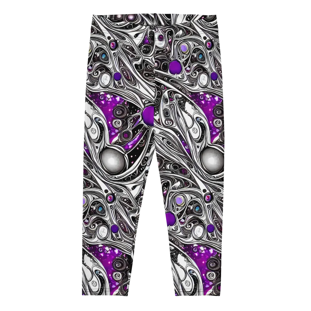 Neo-Noir Waves on Capri Leggings — Front