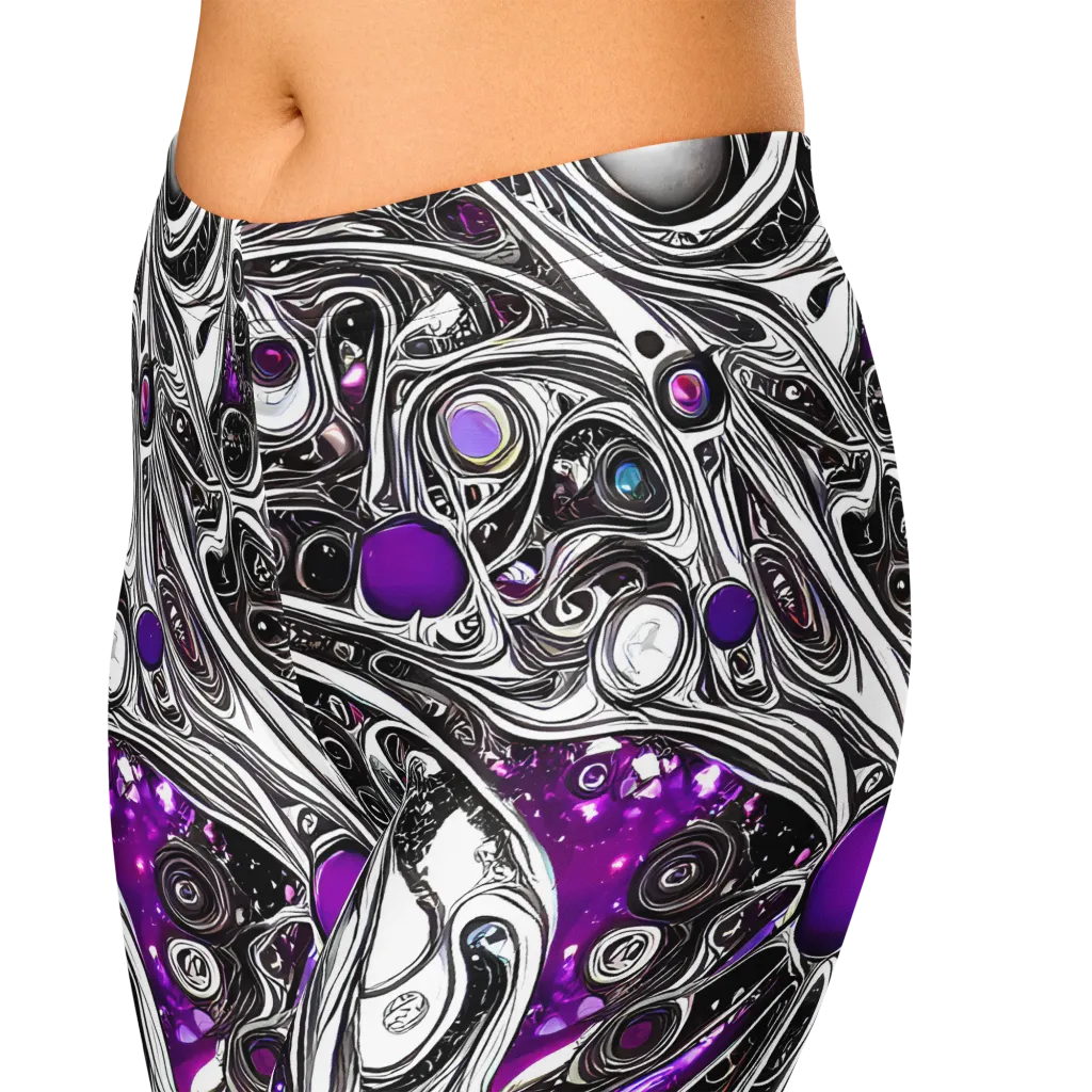 Neo-Noir Waves on Capri Leggings — Zoomed-in