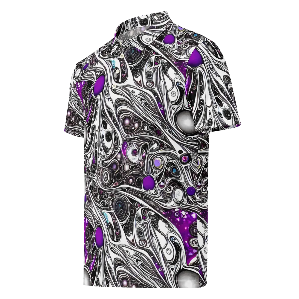 Neo-Noir Waves on Men's Slim Fit Polo Shirt — Left Front