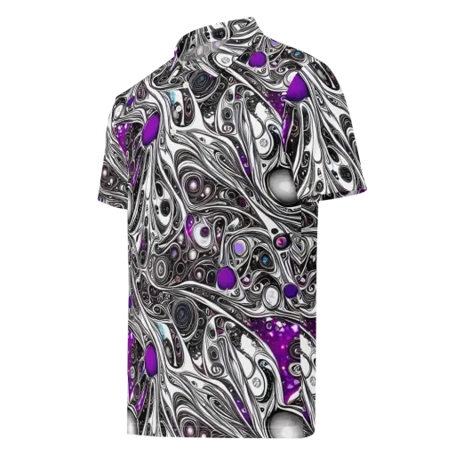 Neo-Noir Waves on a Men's Slim Fit Polo Shirt
