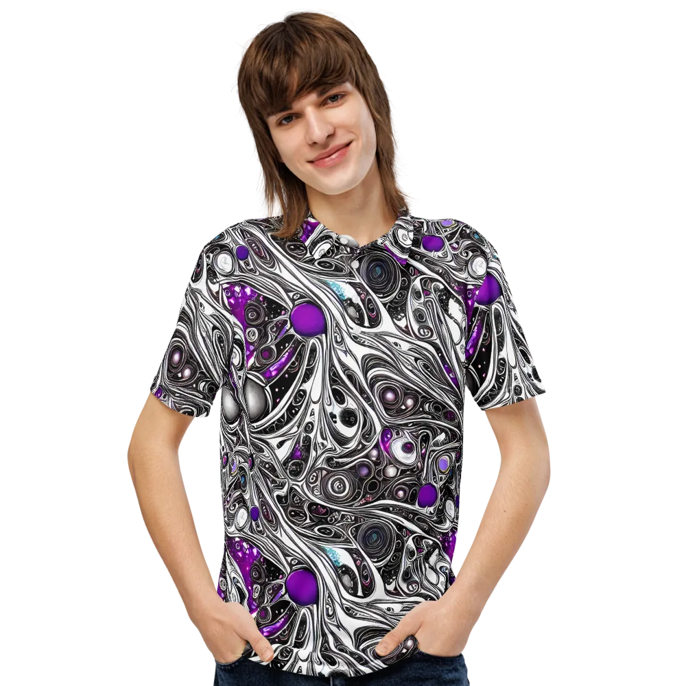 Neo-Noir Waves on Men's Slim Fit Polo Shirt — Front