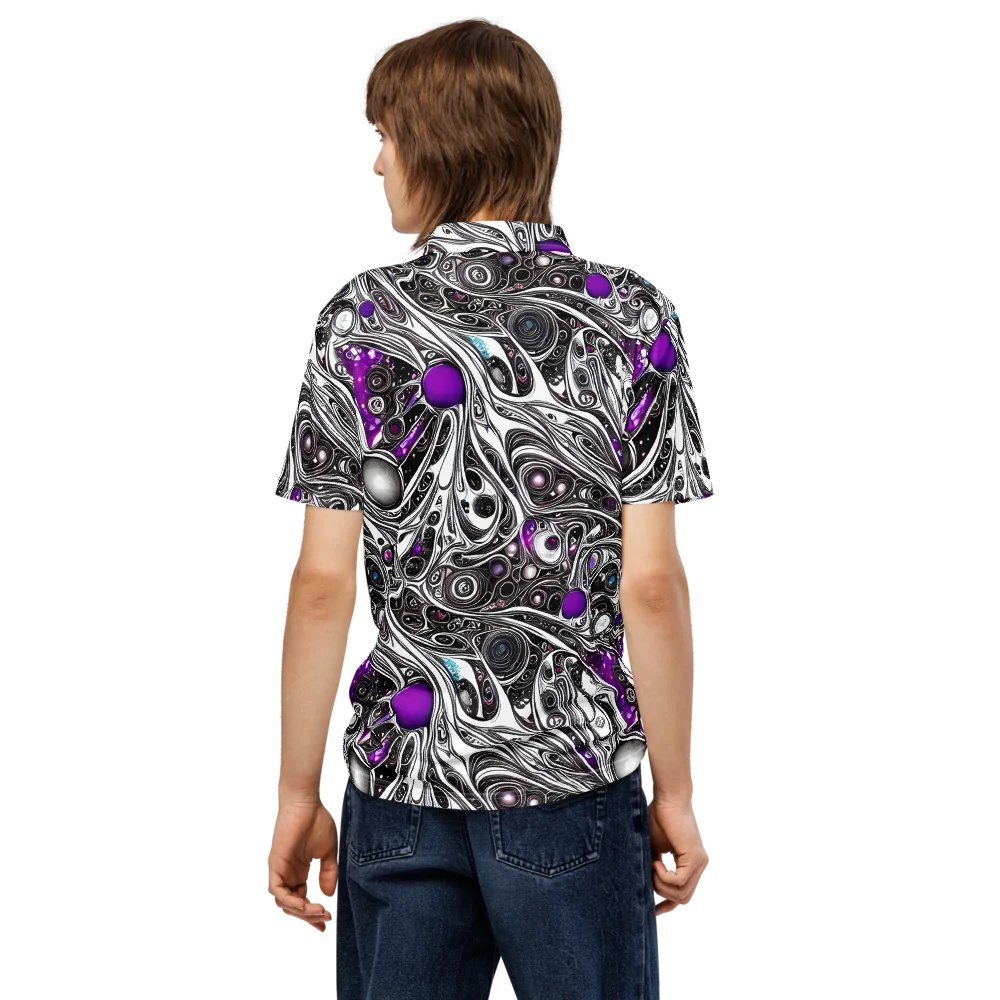 Neo-Noir Waves on Men's Slim Fit Polo Shirt — Back