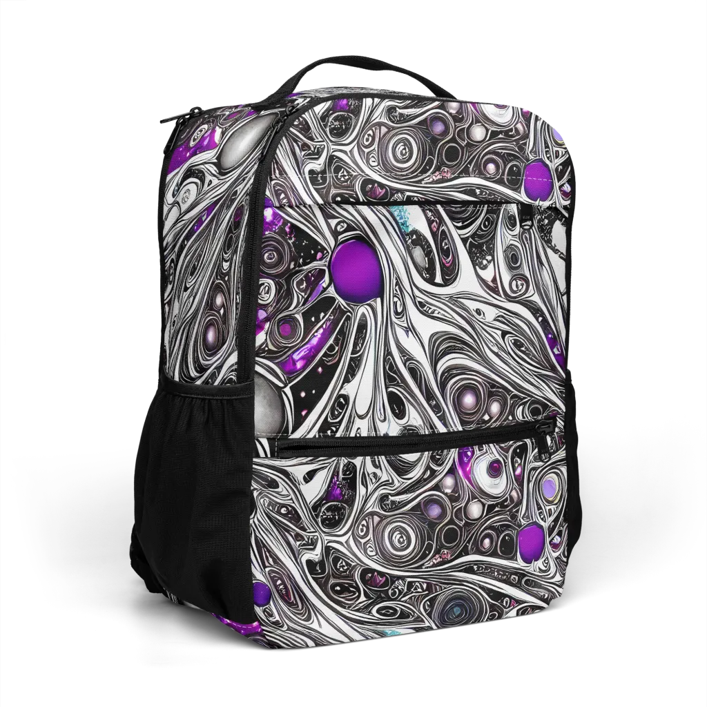 Neo-Noir Waves on Utility Backpack — Right Front