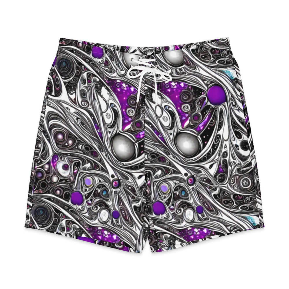 Neo-Noir Waves on Men's Board Shorts — Front