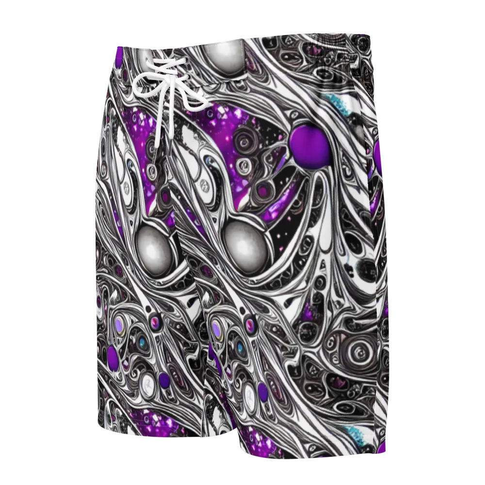 Neo-Noir Waves on Men's Board Shorts — Front