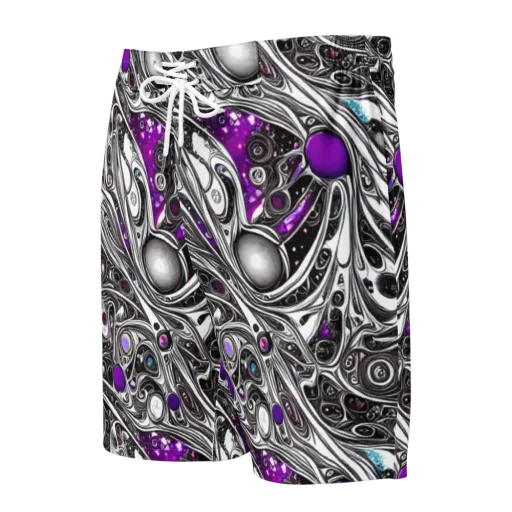 Neo-Noir Waves on a Men's Board Shorts