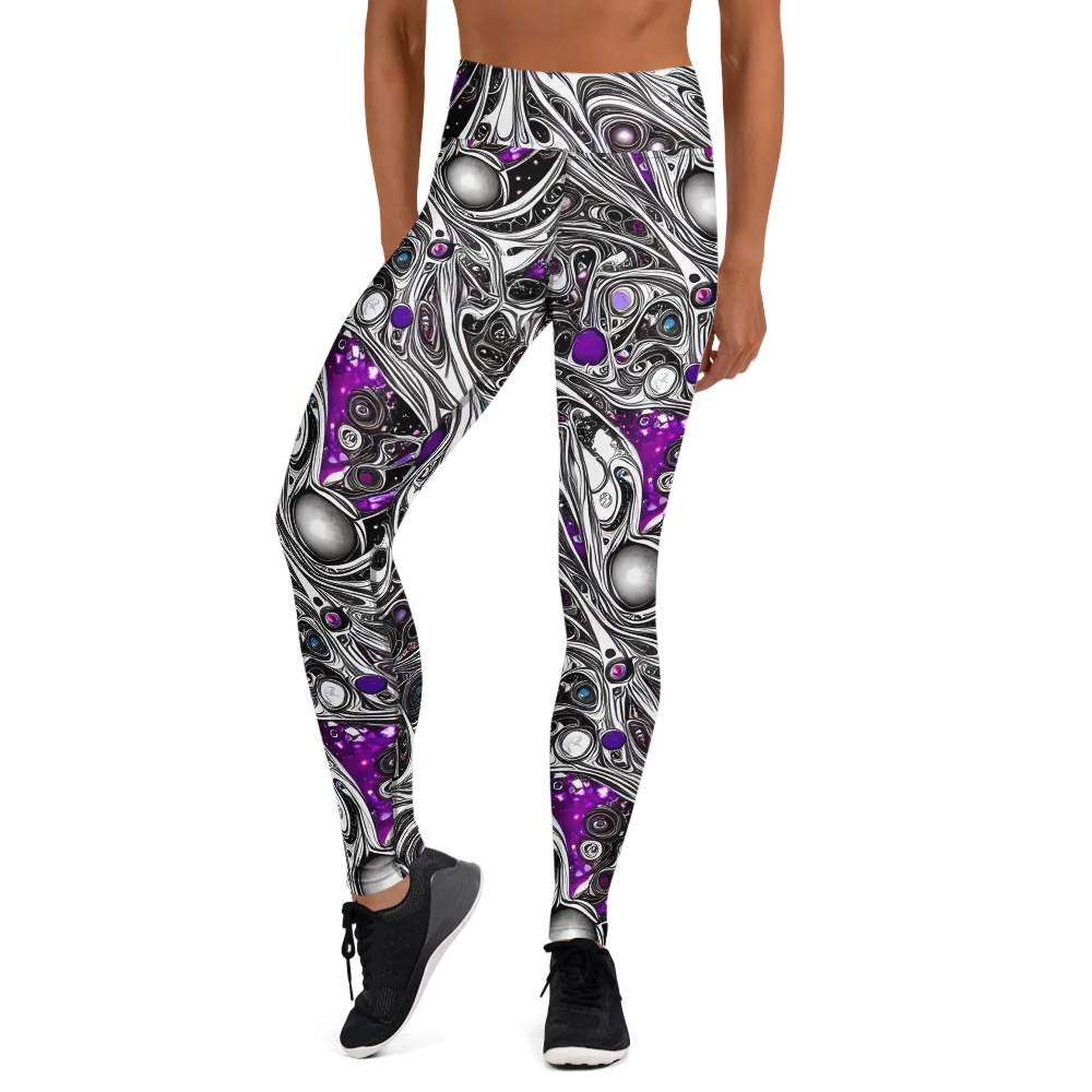 Neo-Noir Waves on Yoga Leggings — Front