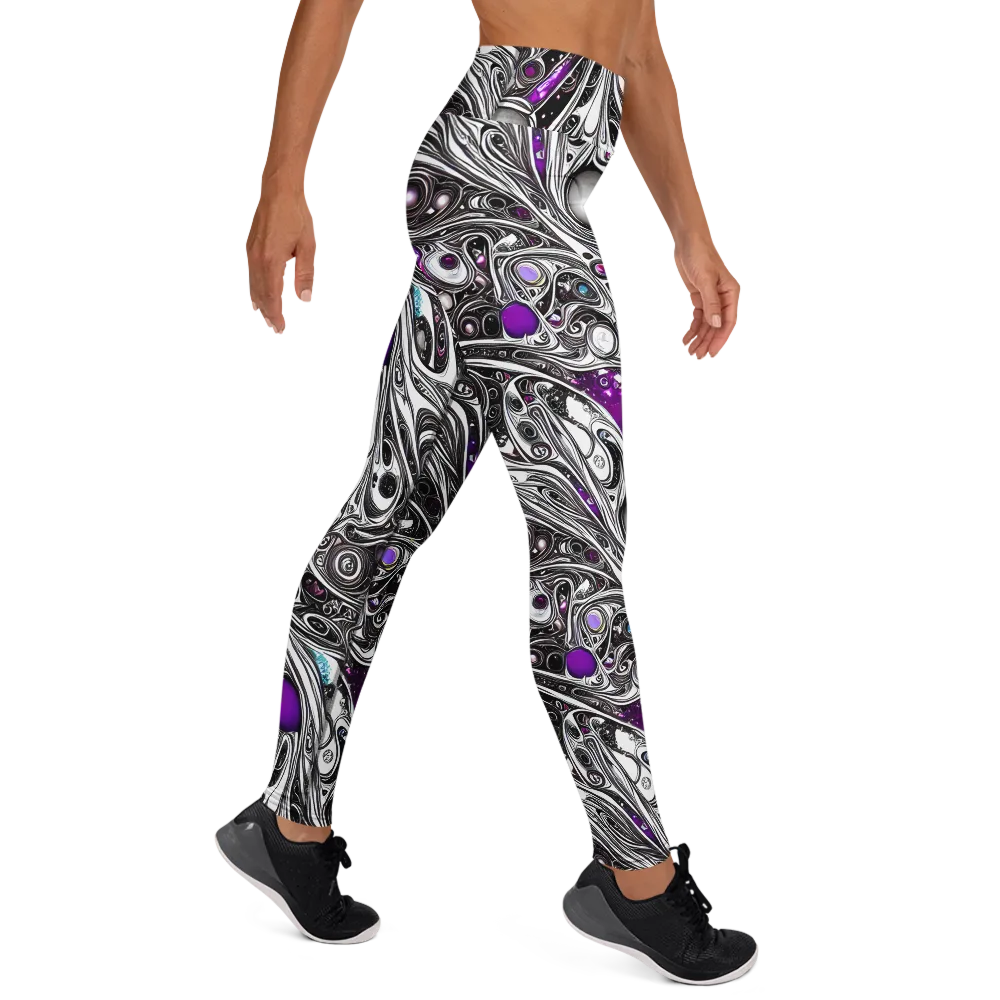 Neo-Noir Waves on Yoga Leggings — Right