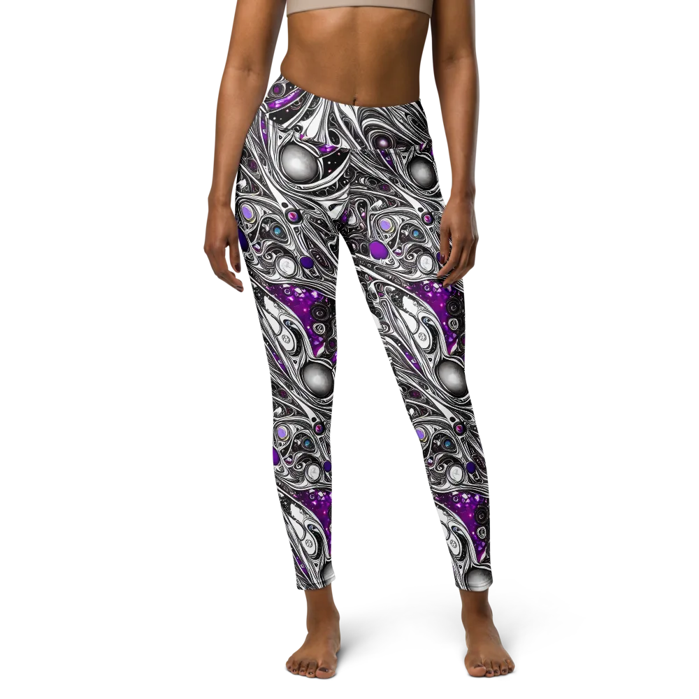 Neo-Noir Waves on Yoga Leggings — Front
