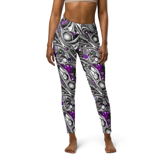 Neo-Noir Waves on a Yoga Leggings