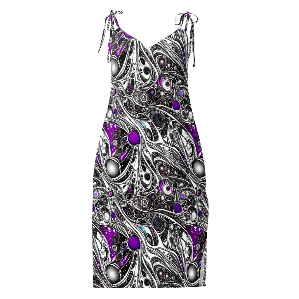 Neo-Noir Waves on Slip Dress — Front