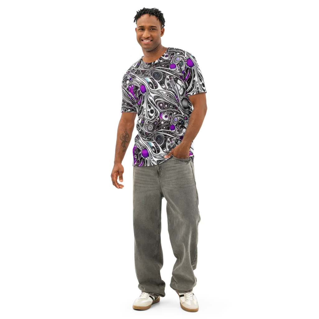 Neo-Noir Waves on Men's Cotton Crew Neck T-Shirt — Front