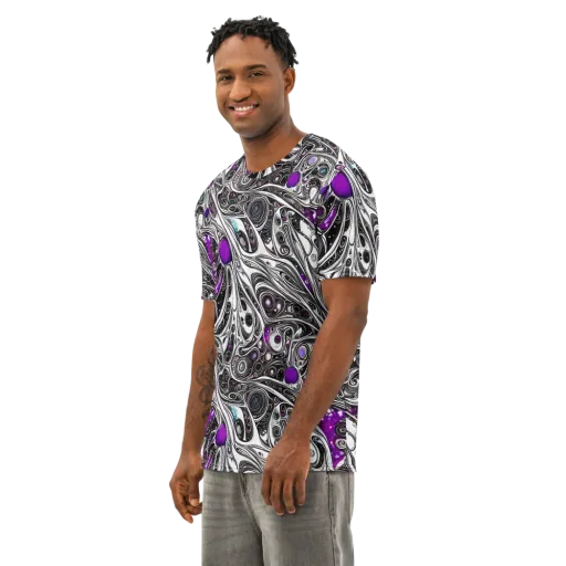 Neo-Noir Waves on a Men's Cotton Crew Neck T-Shirt