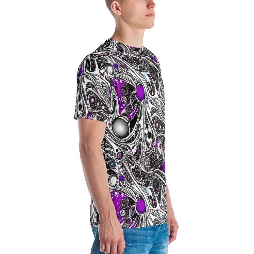 Neo-Noir Waves on Men's Crew Neck T-Shirt — Right