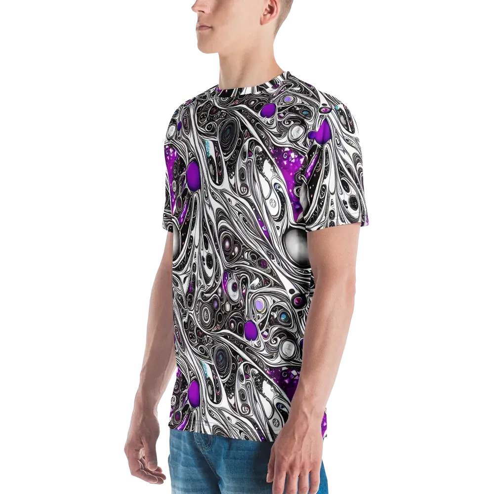 Neo-Noir Waves on Men's Crew Neck T-Shirt — Left