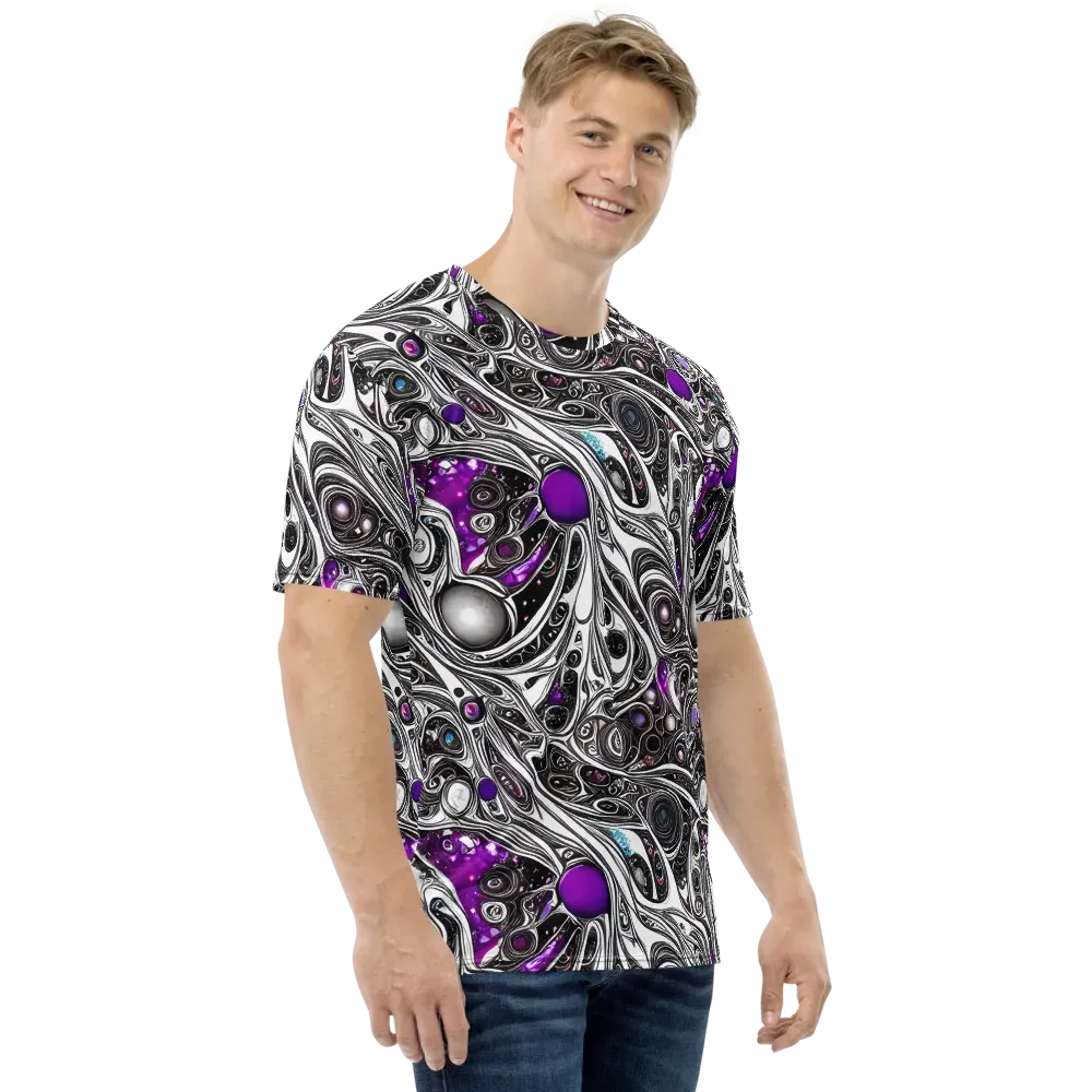 Neo-Noir Waves on Men's Crew Neck T-Shirt — Right