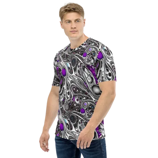 Neo-Noir Waves on a Men's Crew Neck T-Shirt