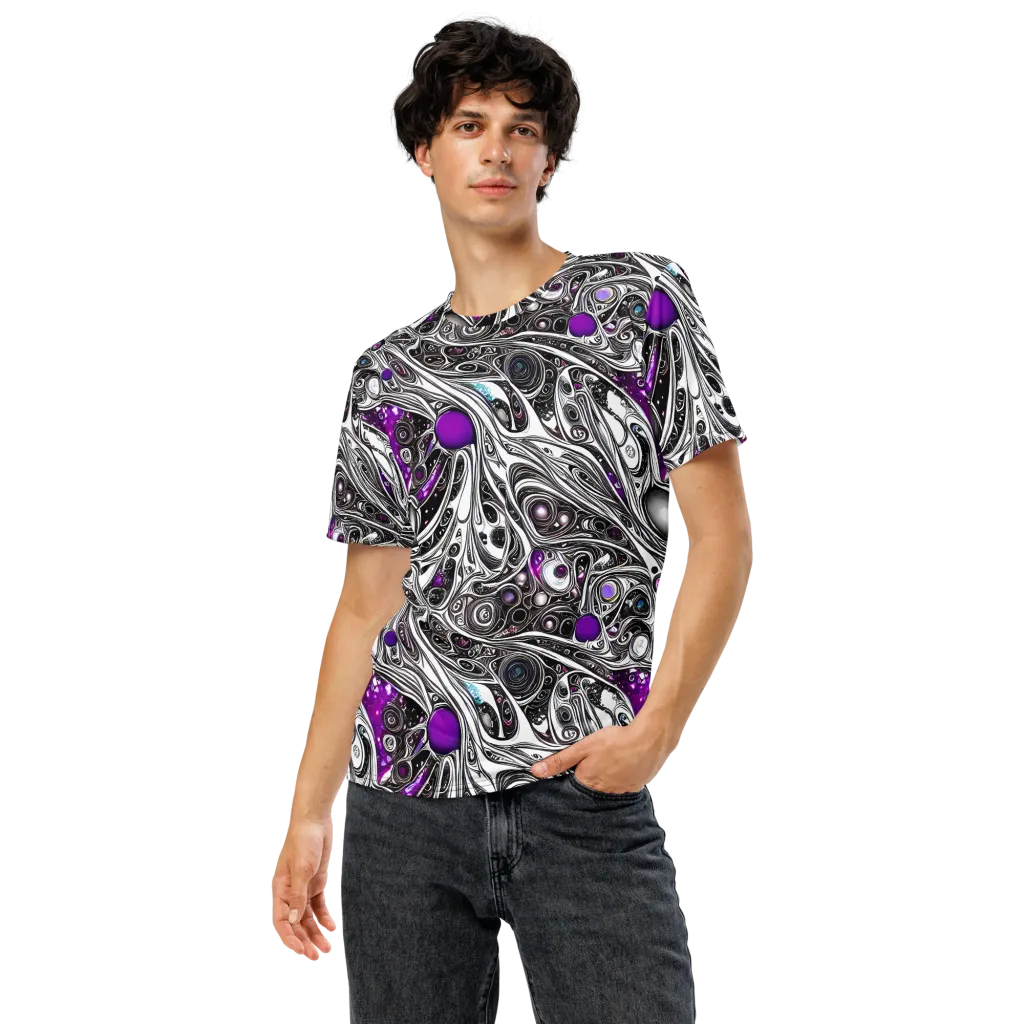 Neo-Noir Waves on Men's Crew Neck T-Shirt — Front