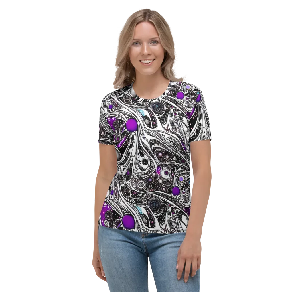 Neo-Noir Waves on Women's Crew Neck T-Shirt — Front