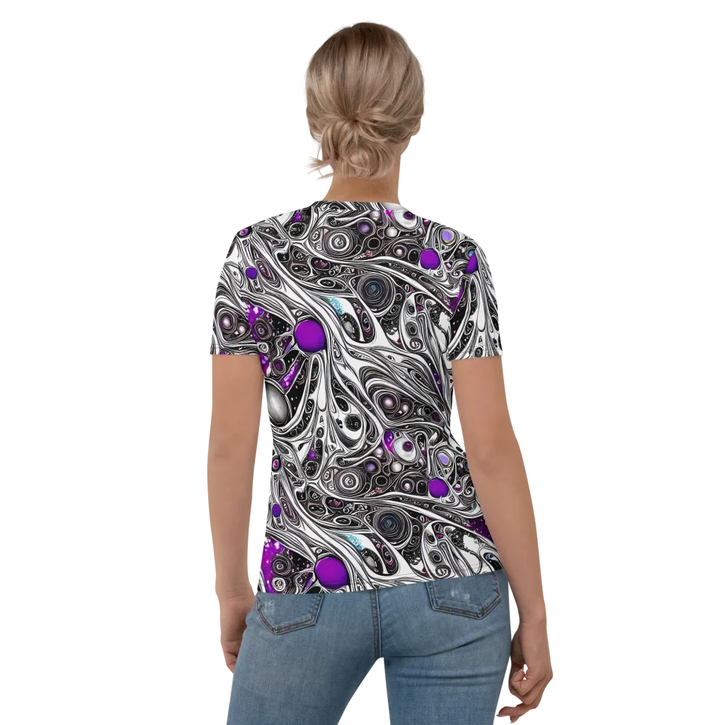 Neo-Noir Waves on Women's Crew Neck T-Shirt — Back