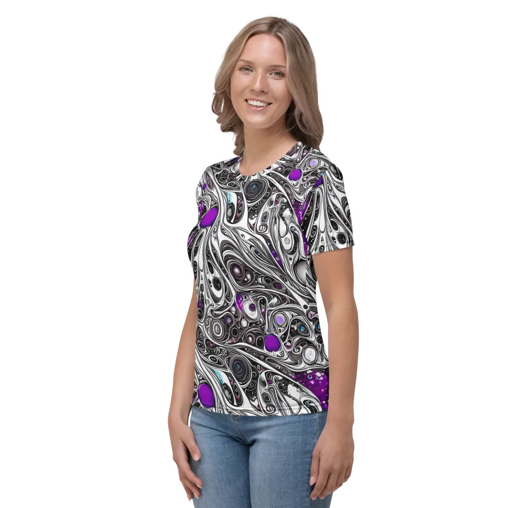 Neo-Noir Waves on Women's Crew Neck T-Shirt — Left