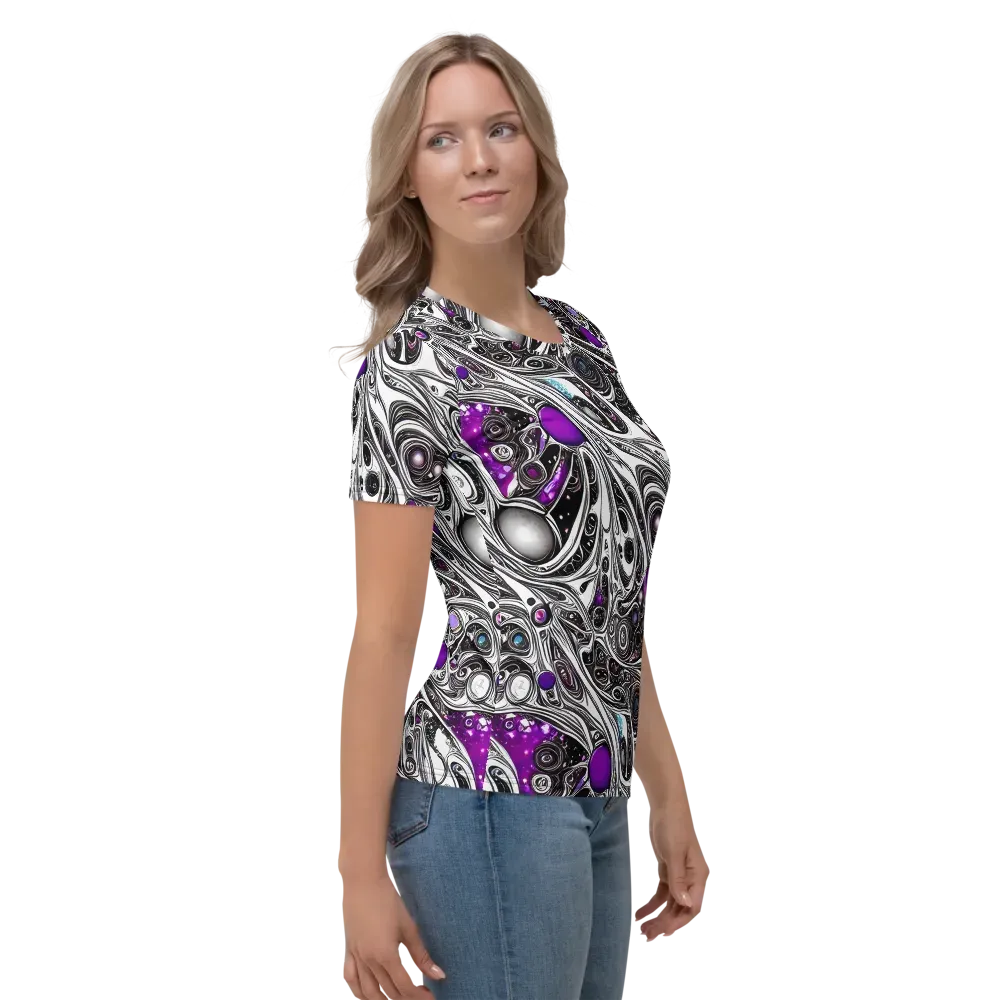 Neo-Noir Waves on Women's Crew Neck T-Shirt — Right