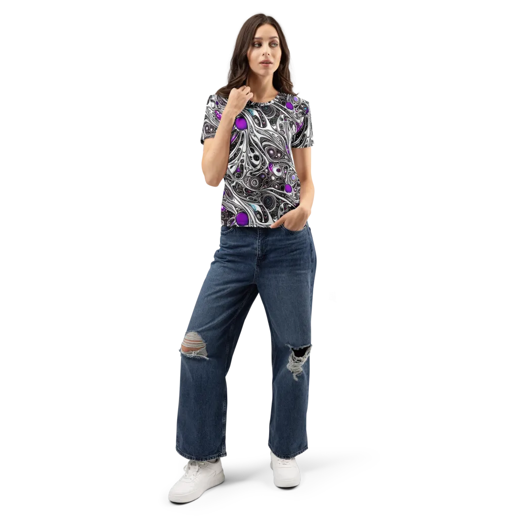 Neo-Noir Waves on Women's Crew Neck T-Shirt — Front