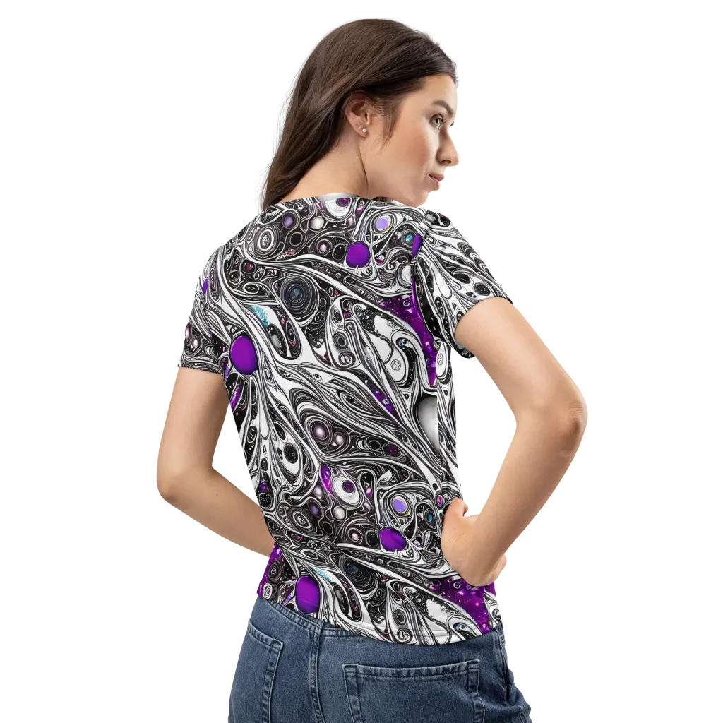 Neo-Noir Waves on Women's Crew Neck T-Shirt — Back