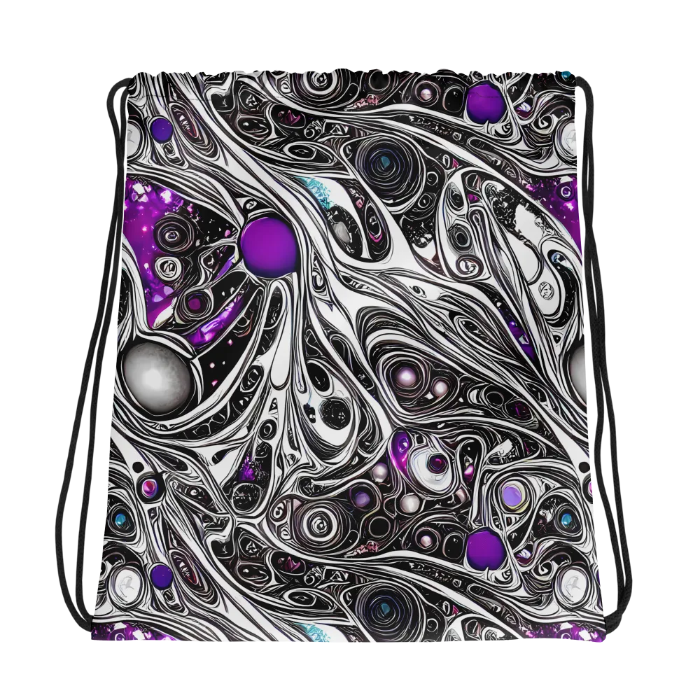 Neo-Noir Waves on Drawstring Bag — Photo