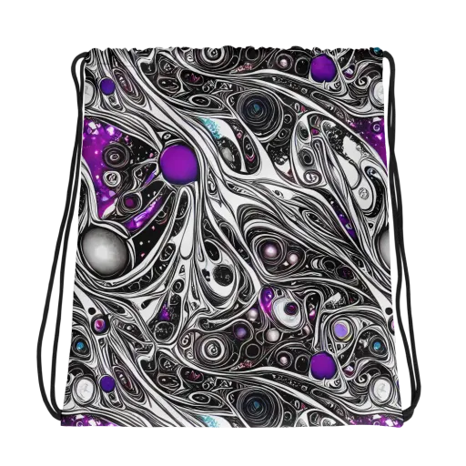 Neo-Noir Waves on a Drawstring Bag