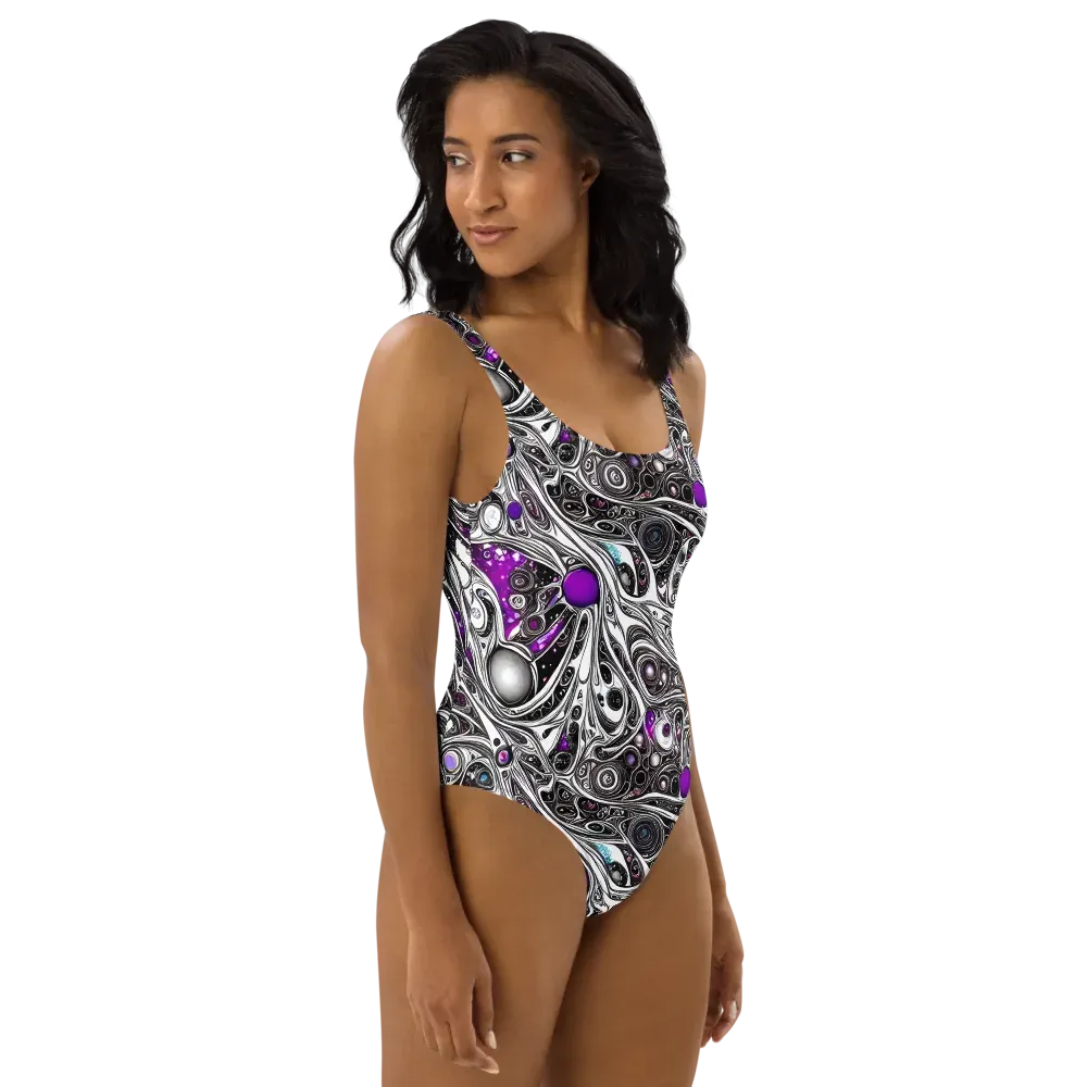 Neo-Noir Waves on One-Piece Swimsuit — Right