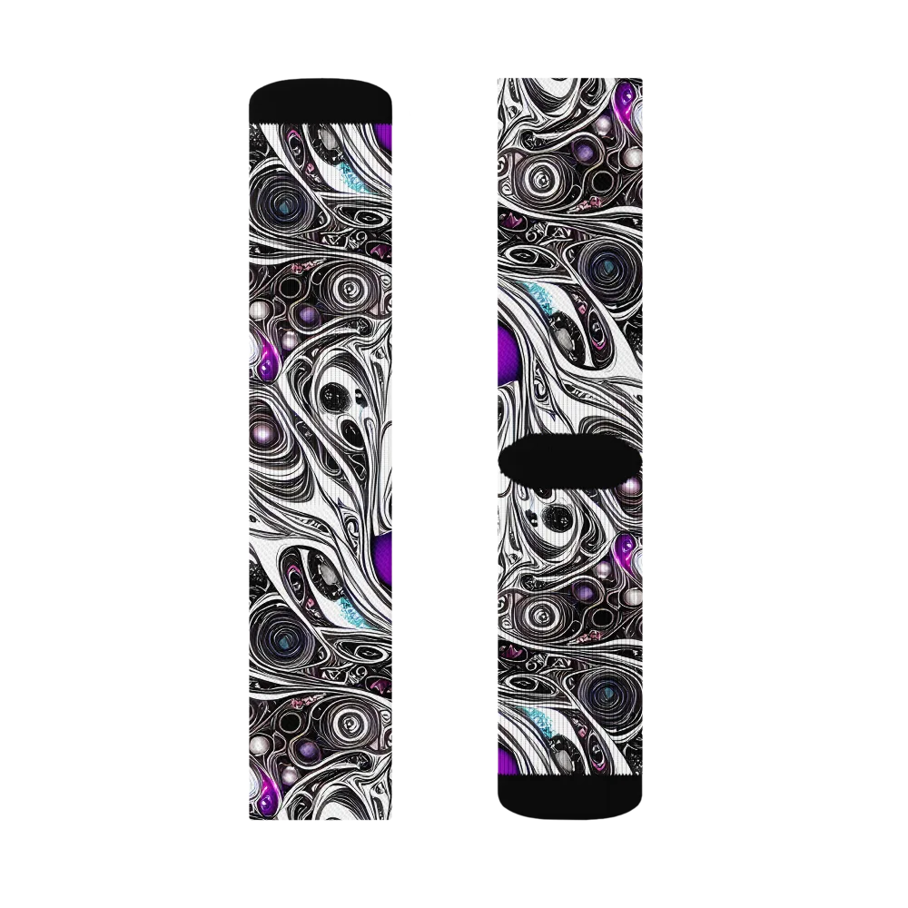 Neo-Noir Waves on Socks — Left Sock