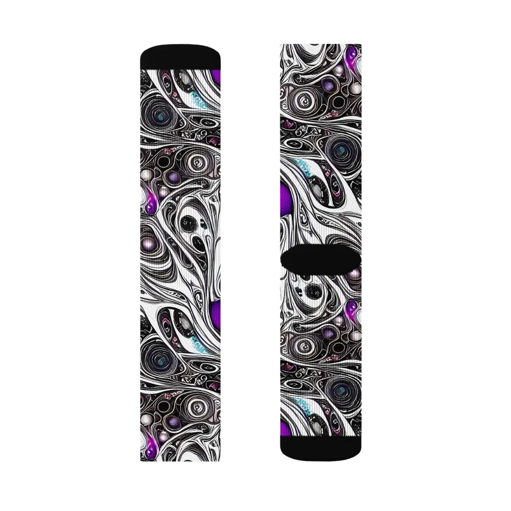 Neo-Noir Waves on Socks — Right Sock