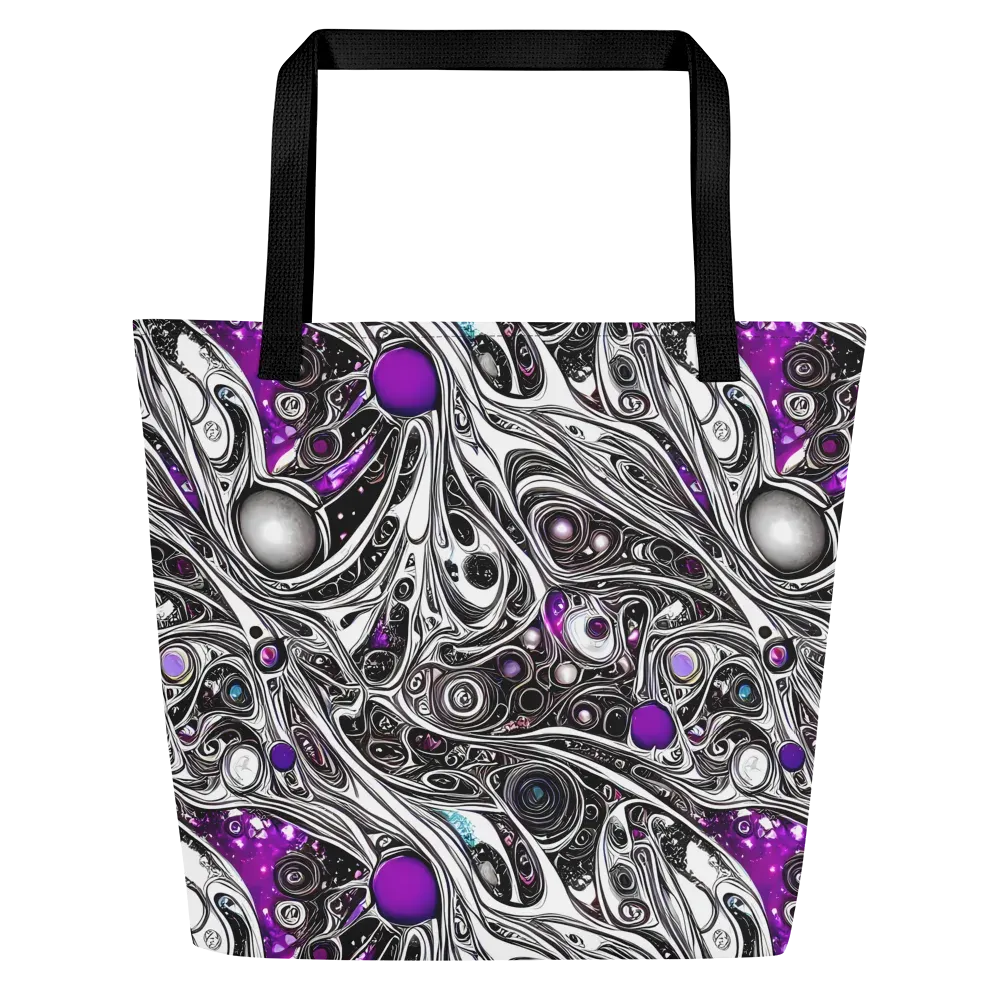 Neo-Noir Waves on Large Tote Bag W/ Pocket — Front