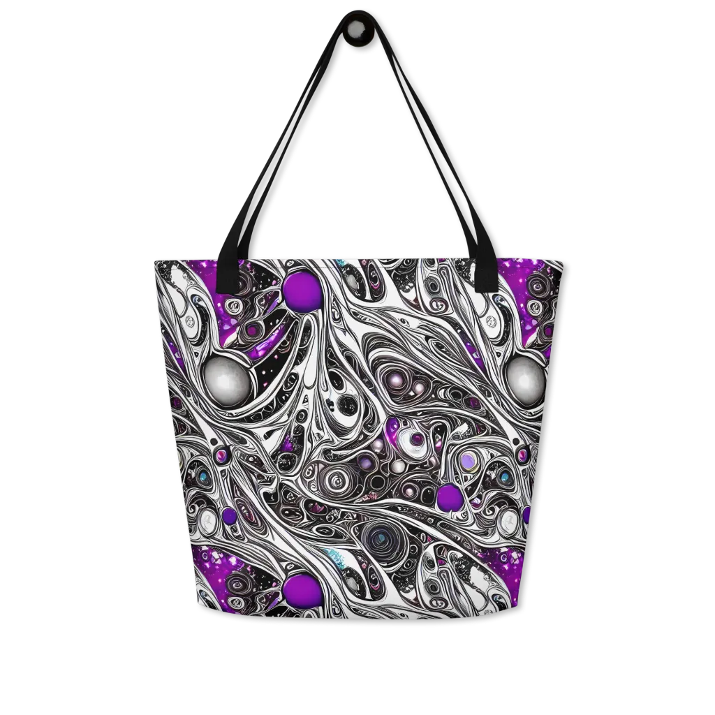Neo-Noir Waves on Large Tote Bag W/ Pocket — Front