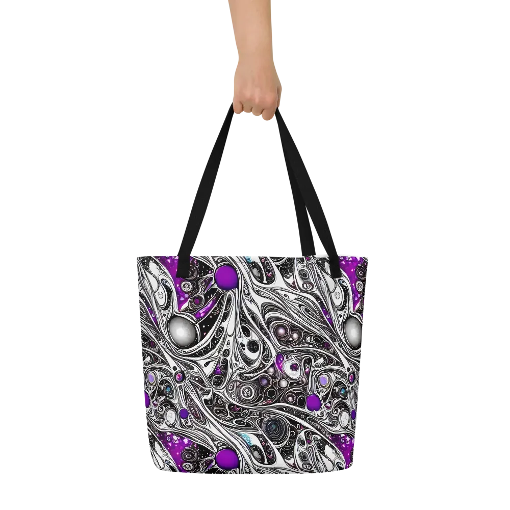 Neo-Noir Waves on Large Tote Bag W/ Pocket — Front