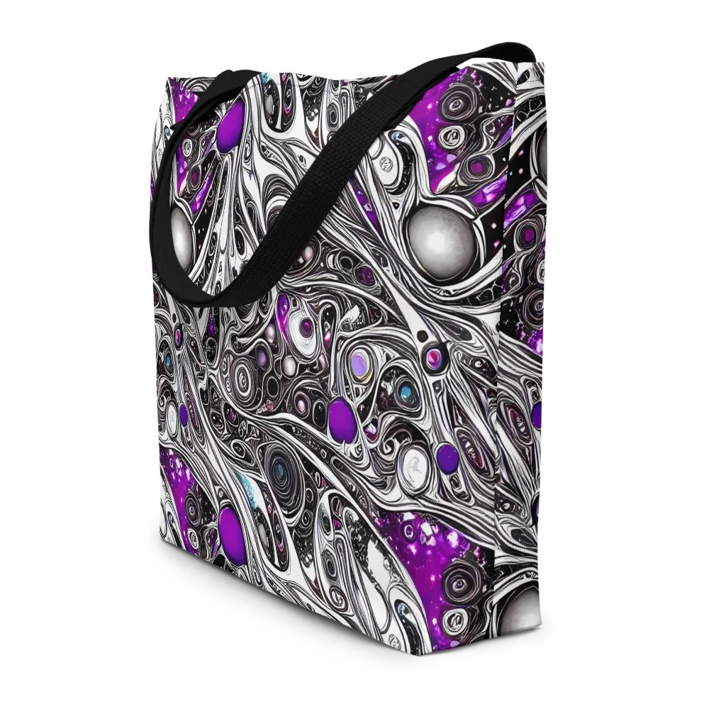 Neo-Noir Waves on Large Tote Bag W/ Pocket — Front