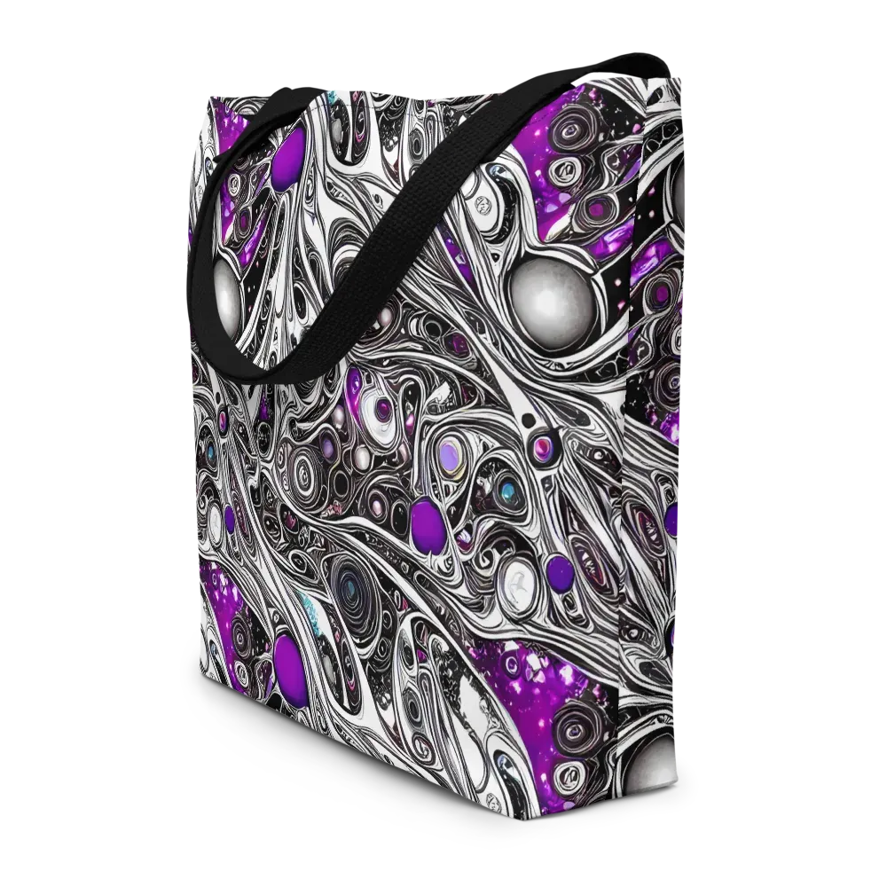 Neo-Noir Waves on Large Tote Bag W/ Pocket — Front