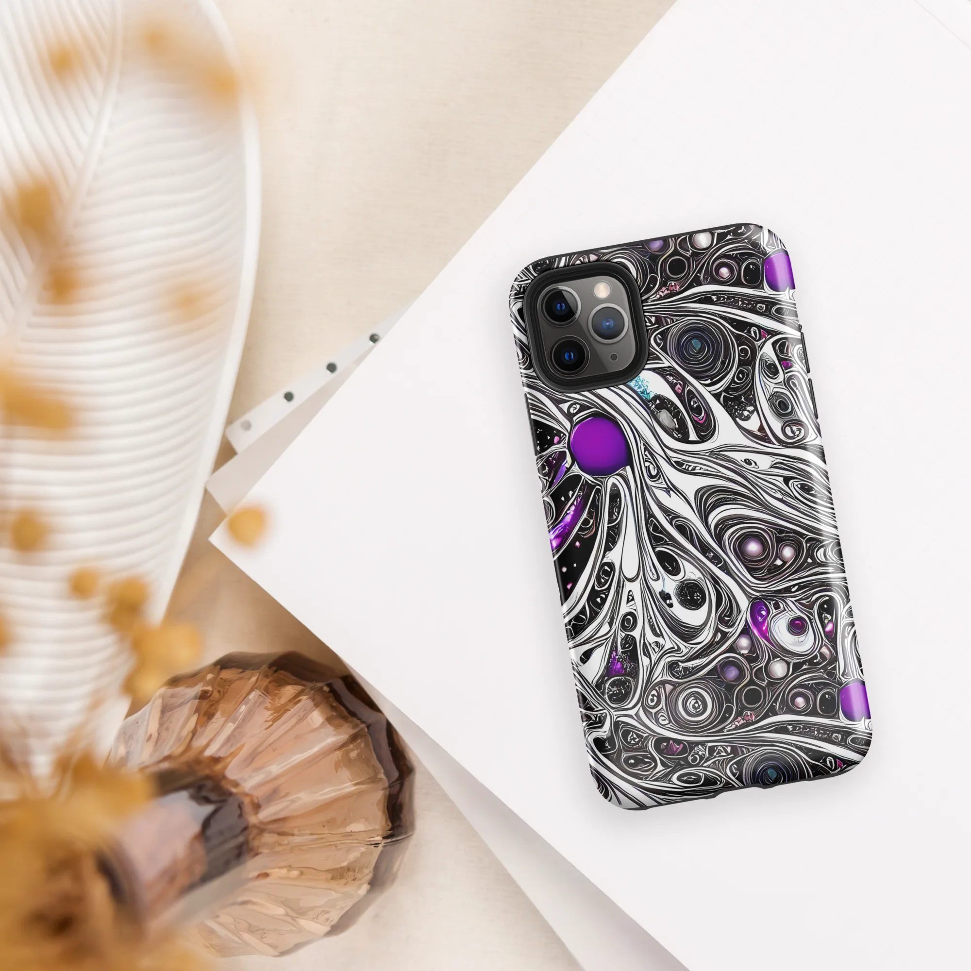 Neo-Noir Waves on Tough Case for iPhone® — Front