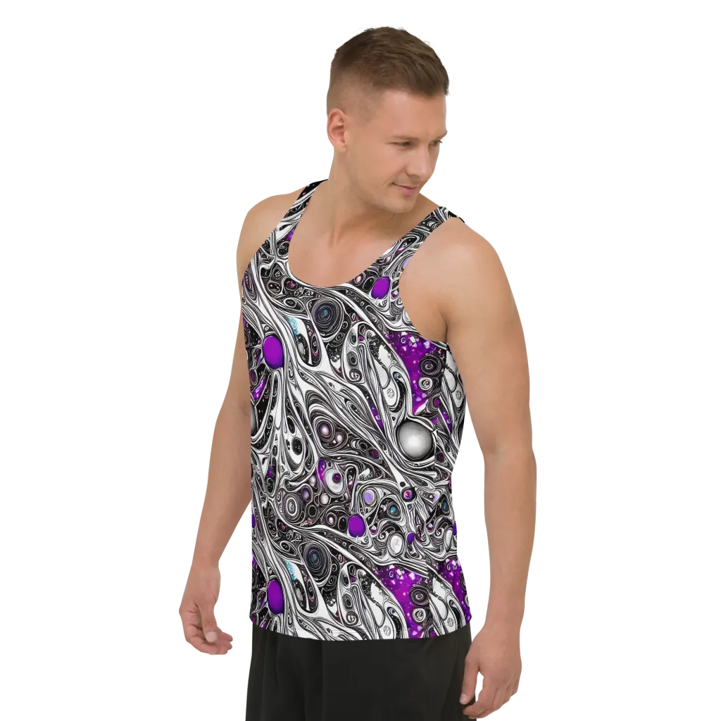 Neo-Noir Waves on Men's Tank Top — Left Front