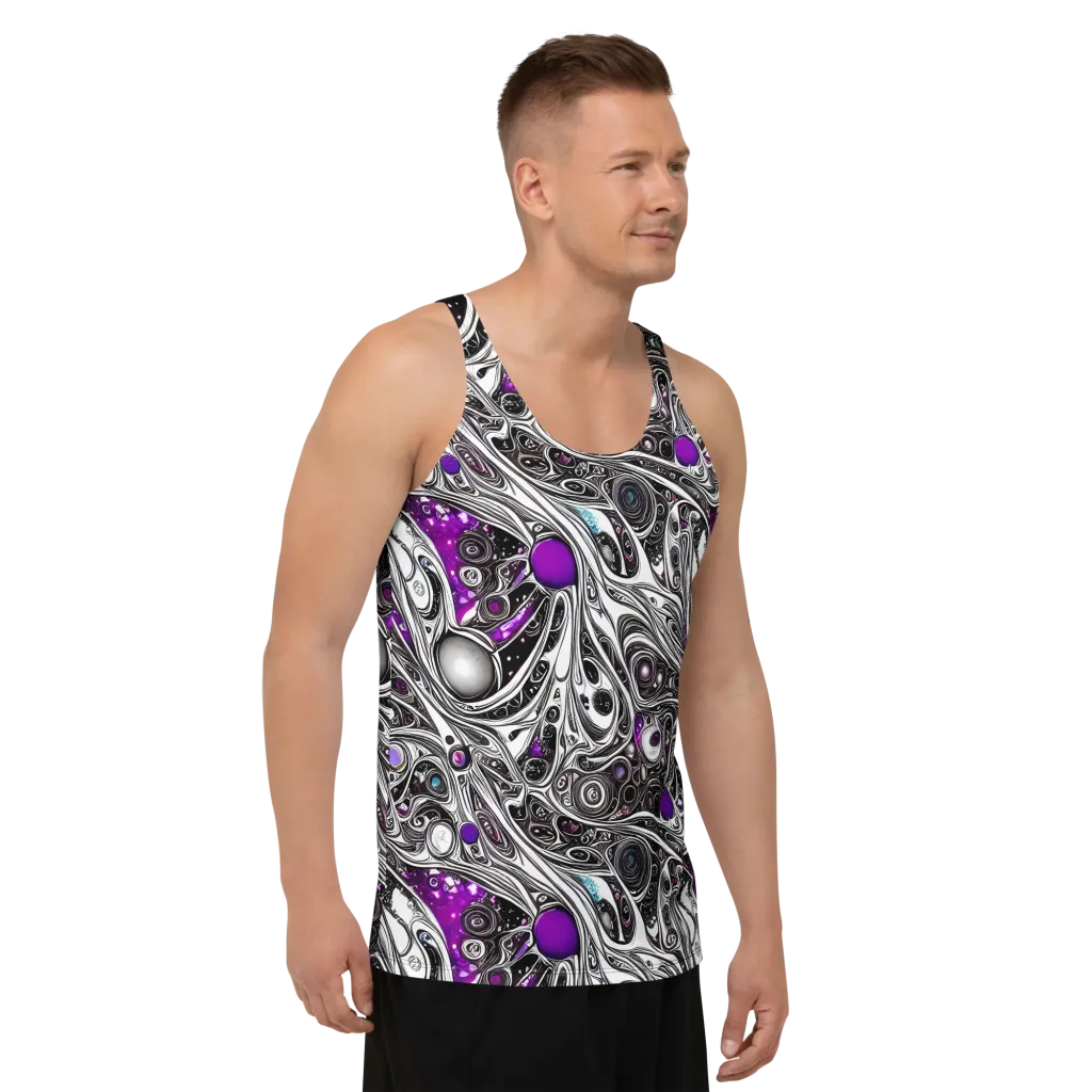 Neo-Noir Waves on Men's Tank Top — Right Front