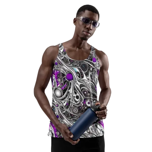 Neo-Noir Waves on a Men's Tank Top