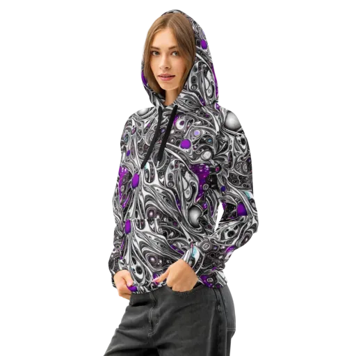 Neo-Noir Waves on a Cotton Hoodie