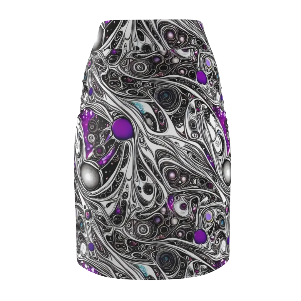Neo-Noir Waves on Pencil Skirt — Back