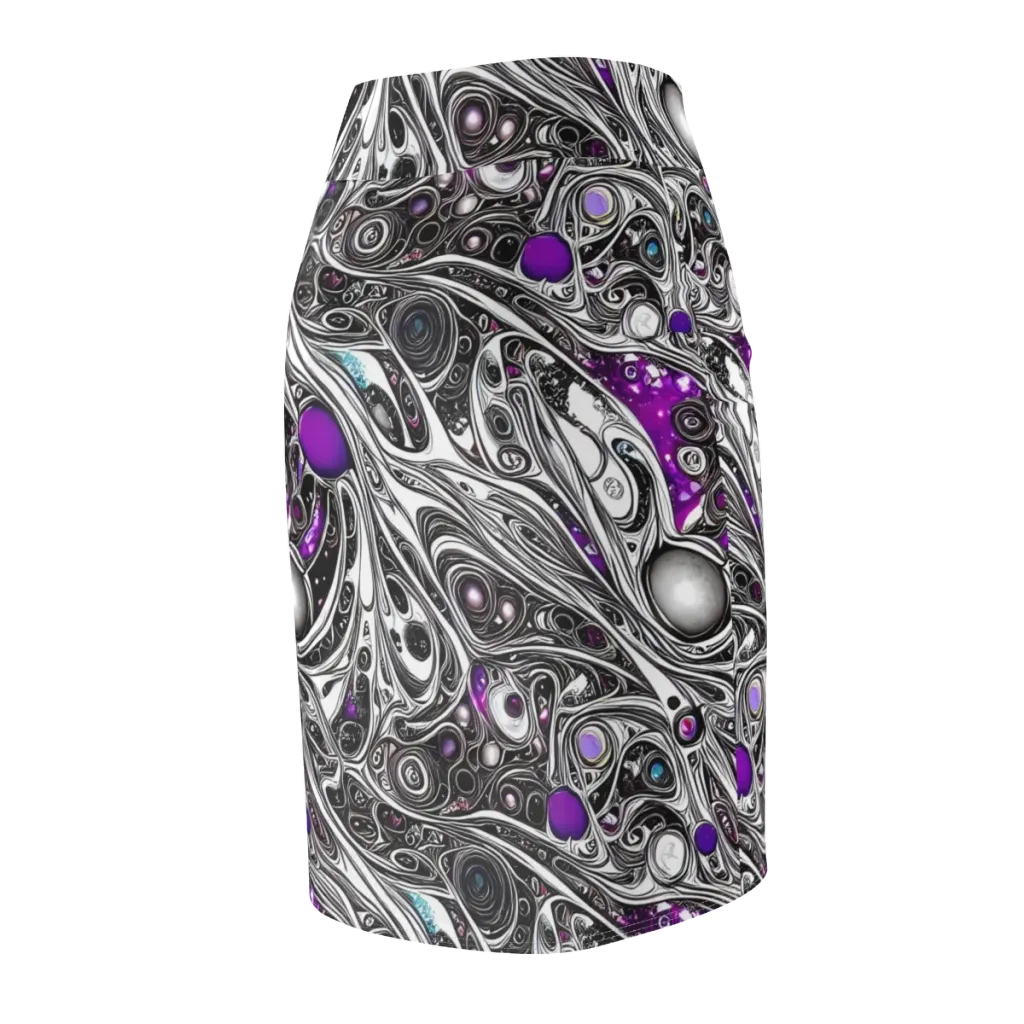 Neo-Noir Waves on Pencil Skirt — Back Side