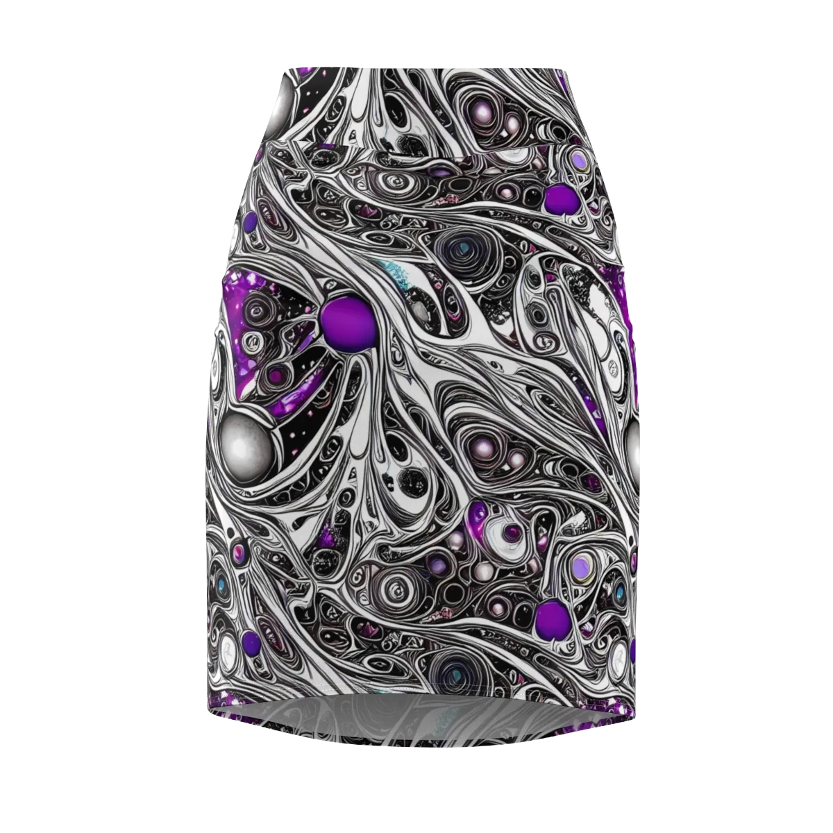Neo-Noir Waves on Pencil Skirt — Front