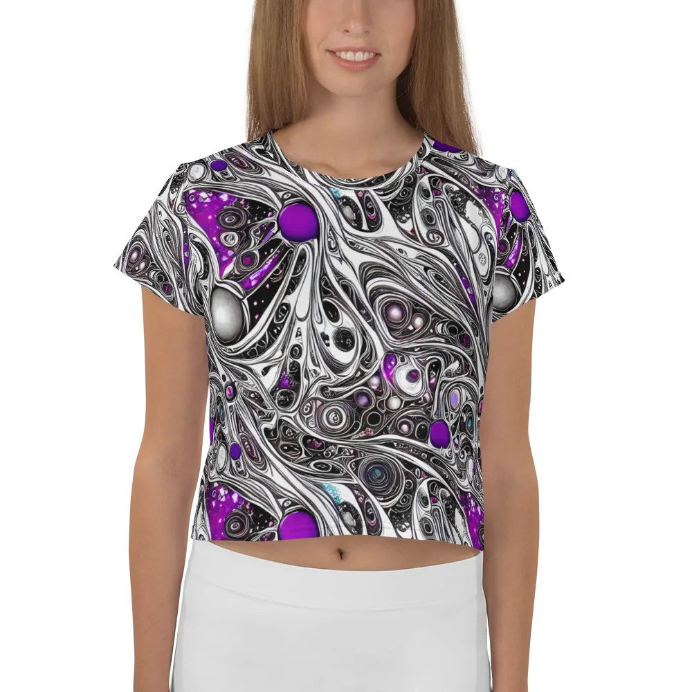 Neo-Noir Waves on Crop Tee — Front