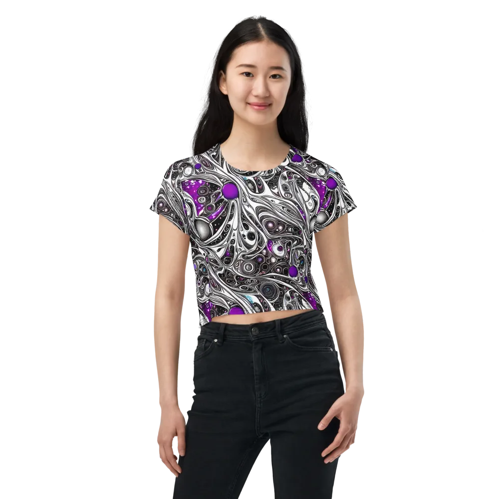 Neo-Noir Waves on Crop Tee — Front
