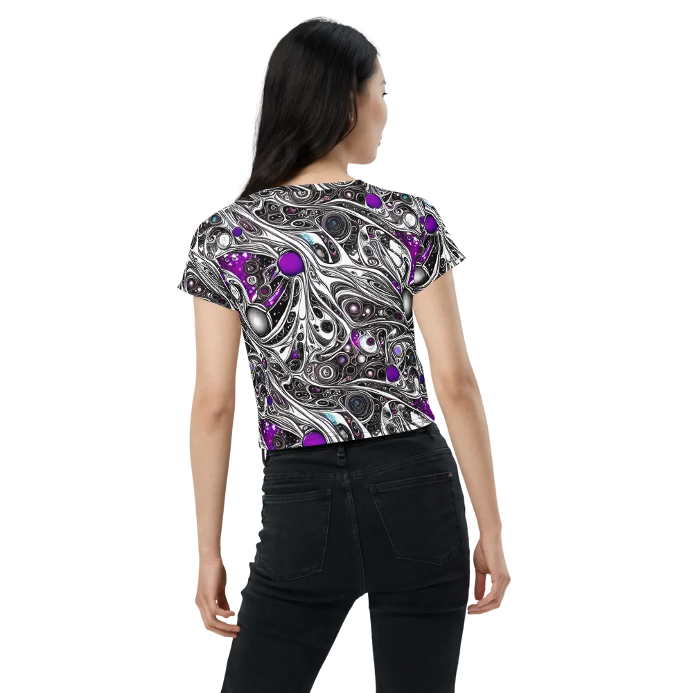 Neo-Noir Waves on Crop Tee — Back